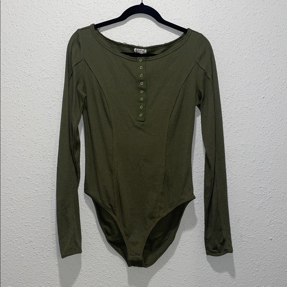 Elegant Olive Long Sleeve Bodysuit - Picture 1 of 5
